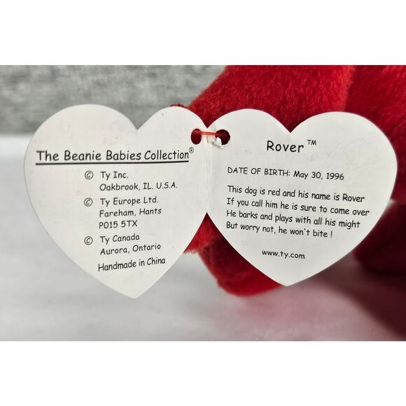 TY 1996 ROVER BEANIE BABY RED DOG PLUSH W/TAG PVC PELLETS COLLECTIBLE - Picture 8 of 10